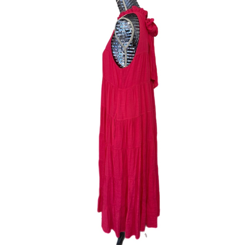 Entro Fuchsia Tiered Halter Flowy Maxi Dress Lined Women Size Large NWT - Picture 7 of 16